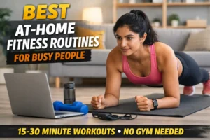 at-home fitness routines for busy people doing quick 15 minute workout at home
