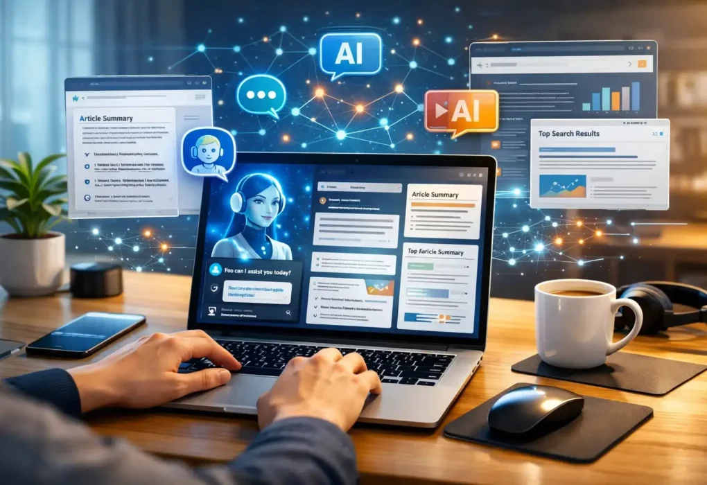 AI browser assistants helping users browse the internet faster with AI chat, webpage summaries, and smart browsing tools in 2026