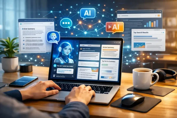 AI browser assistants helping users browse the internet faster with AI chat, webpage summaries, and smart browsing tools in 2026