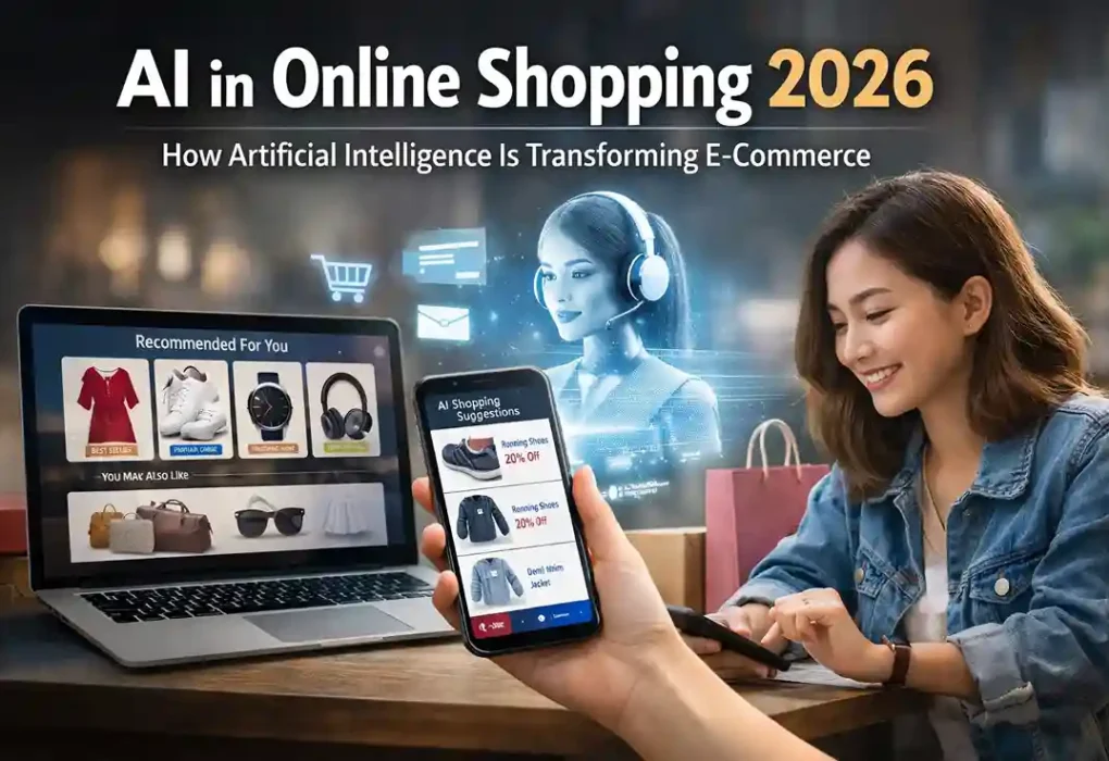 AI in online shopping 2026 showing personalized ecommerce product recommendations using artificial intelligence