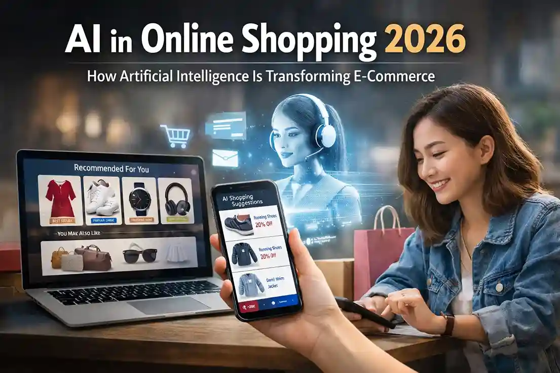 AI in online shopping 2026 showing personalized ecommerce product recommendations using artificial intelligence