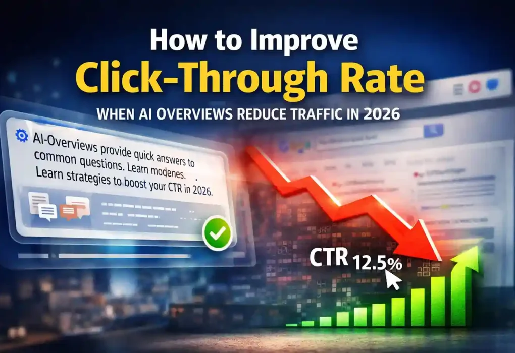 Improve click-through rate when AI overviews reduce traffic 2026 showing SEO optimization and CTR growth strategy