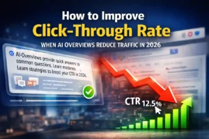 Improve click-through rate when AI overviews reduce traffic 2026 showing SEO optimization and CTR growth strategy