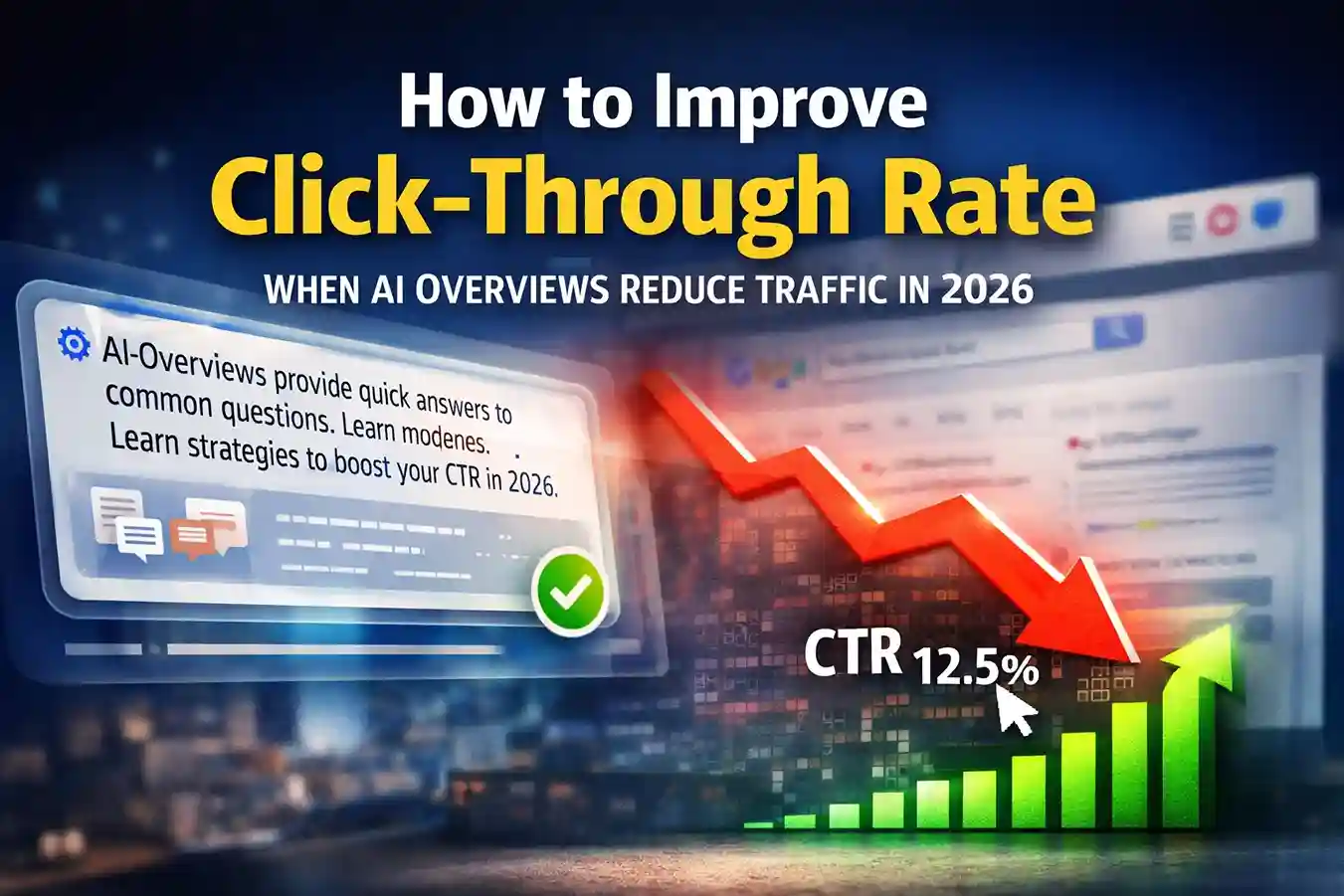Improve click-through rate when AI overviews reduce traffic 2026 showing SEO optimization and CTR growth strategy