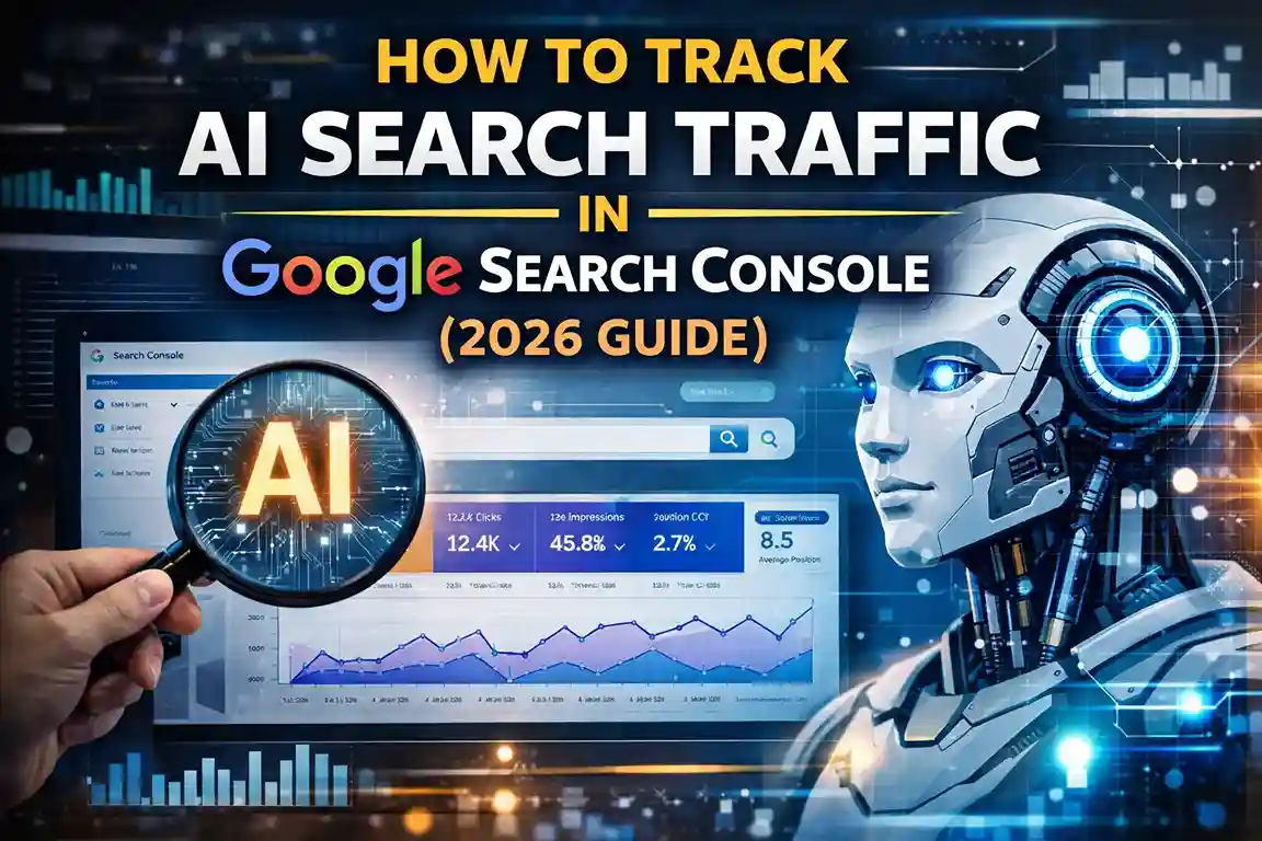 Track AI search traffic in Google Search Console 2026 showing analytics dashboard AI insights and SEO performance data