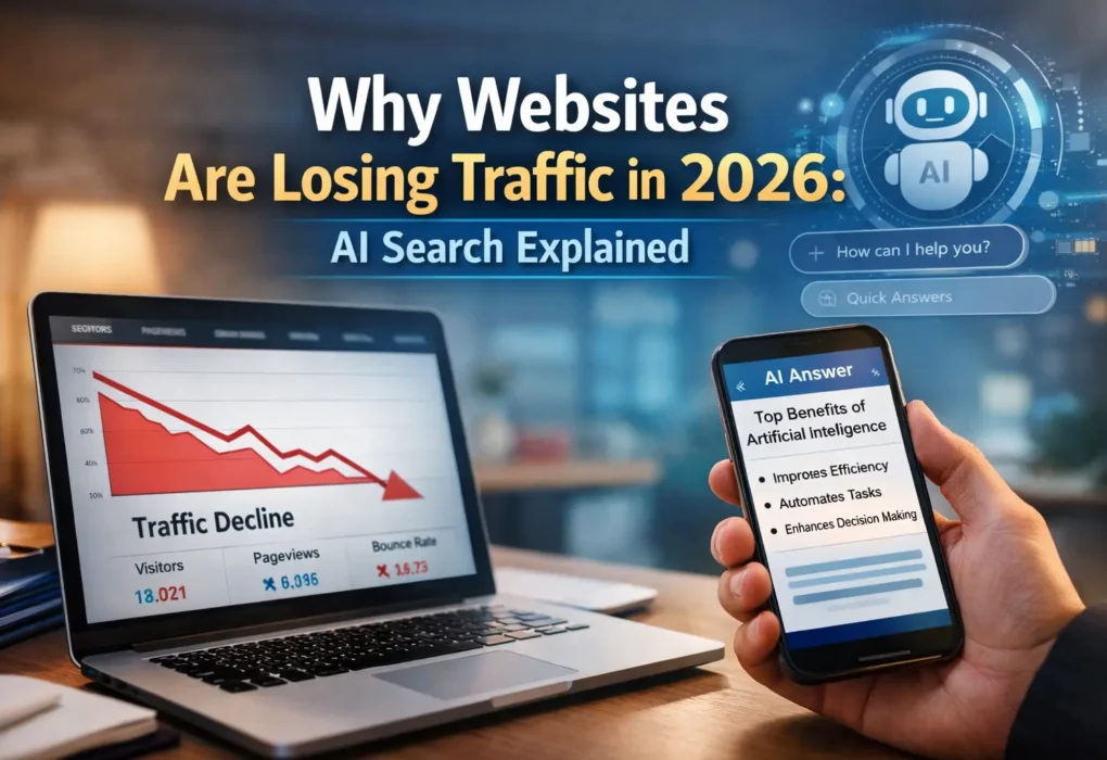 Why websites are losing traffic in 2026 due to AI search results and zero-click answers shown on search engines