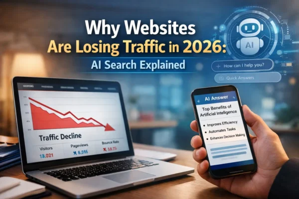 Why websites are losing traffic in 2026 due to AI search results and zero-click answers shown on search engines