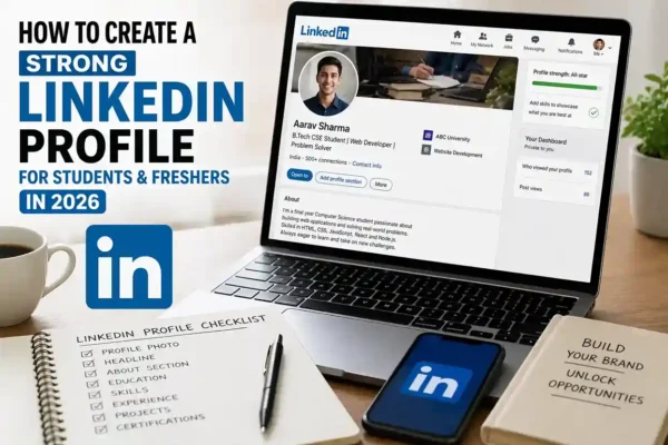 How to create a strong LinkedIn profile for students and freshers in 2026 with professional profile setup and career tips