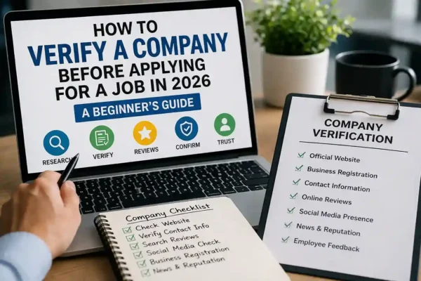 verify a company before applying for a job in 2026 with steps like website check, reviews, and recruiter validation